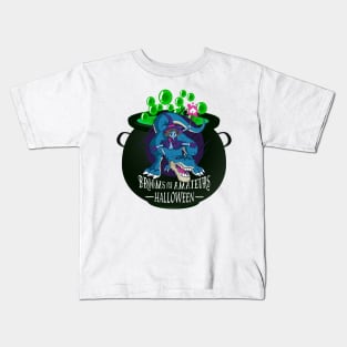 Witch and Dinosaur Funny Halloween Gifts Kids T-Shirt